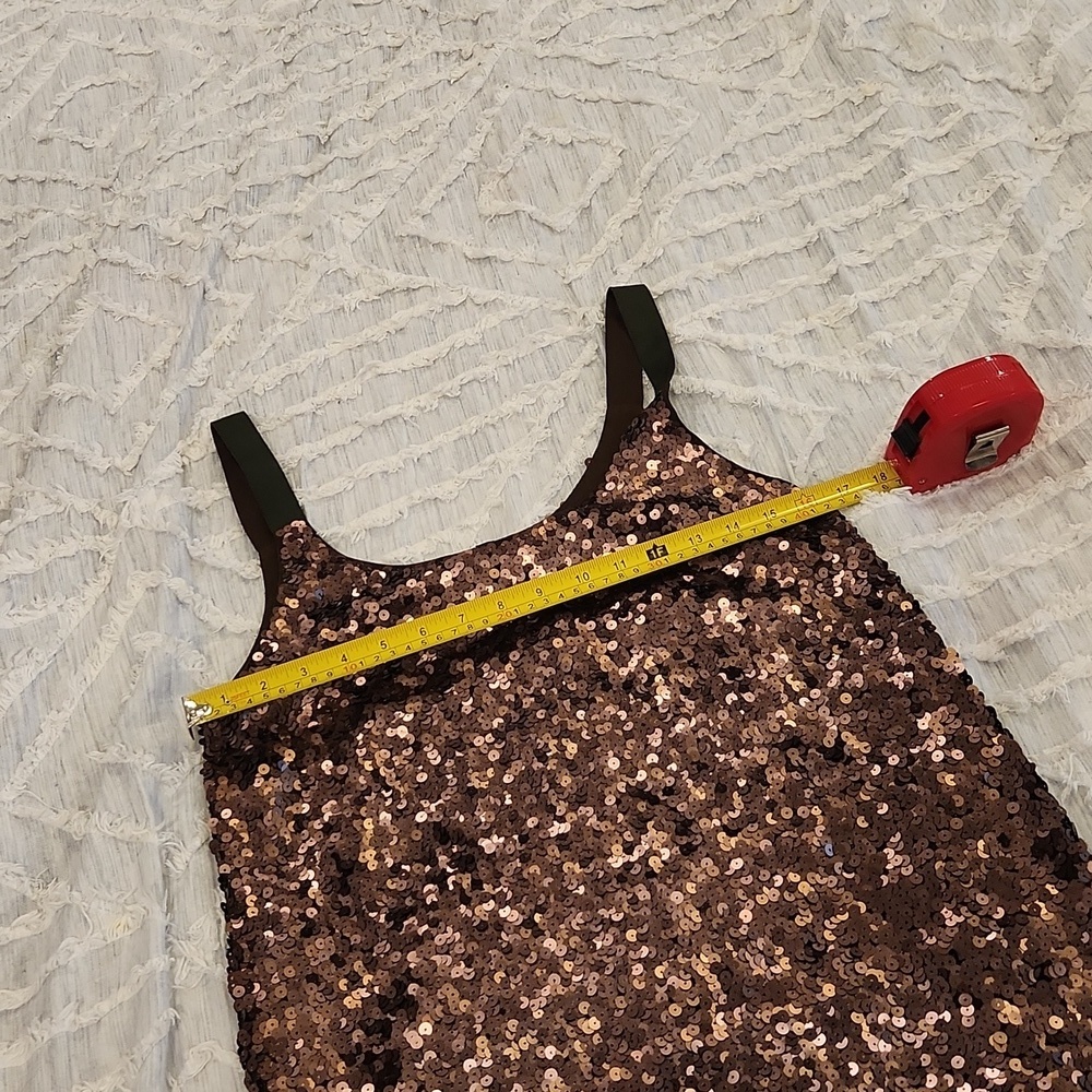Brown sequin Theory mini shift dress size 4! Such a stunner! - Picture 7 of 9